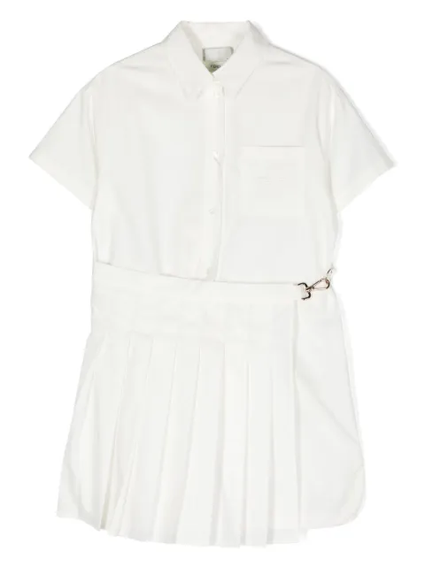 Fendi Kids pleat-detail cotton shirtdress