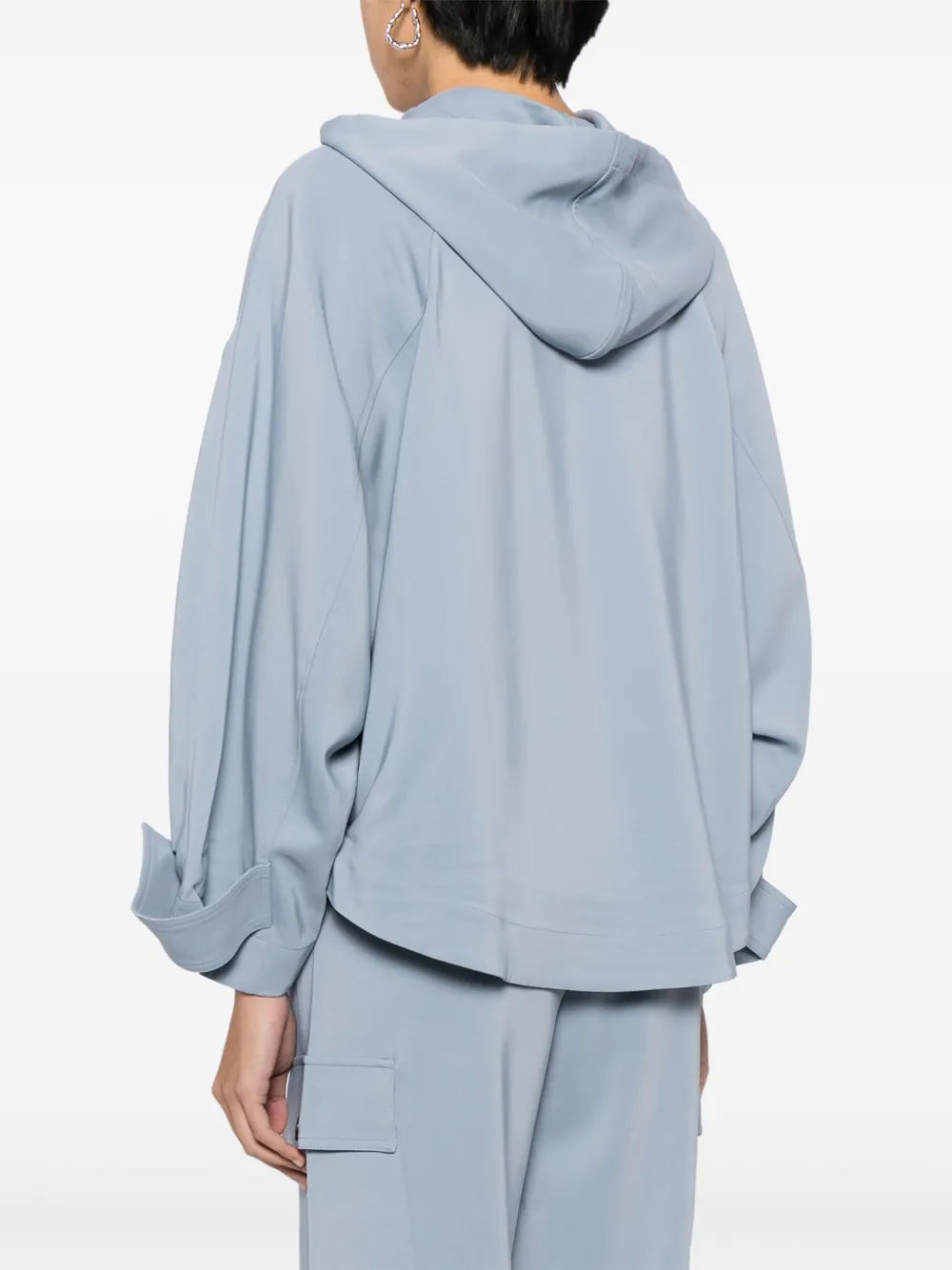 Lorena Antoniazzi Stretch-virgin Wool Hooded Jacket In Blue