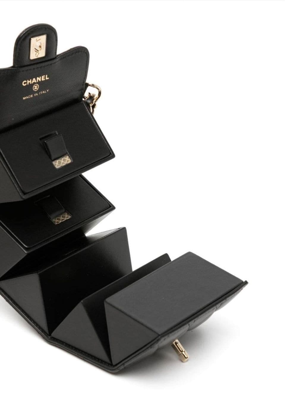 Pre-owned Chanel Mini Flap Accordion Jewellery Box In Black