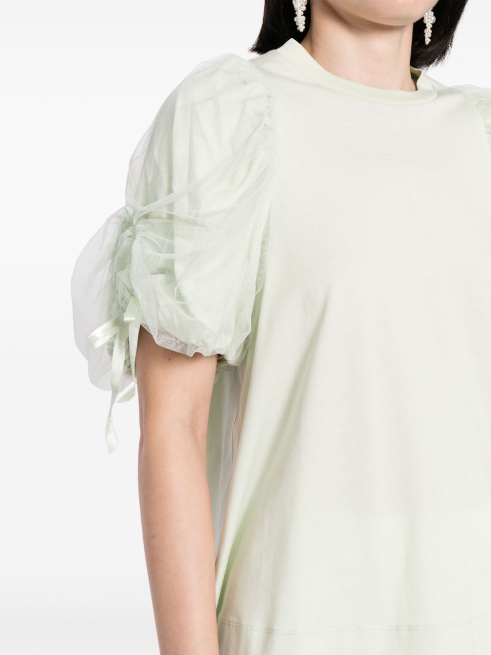 Shop Simone Rocha Tulle-insert Cotton T-shirt In Green