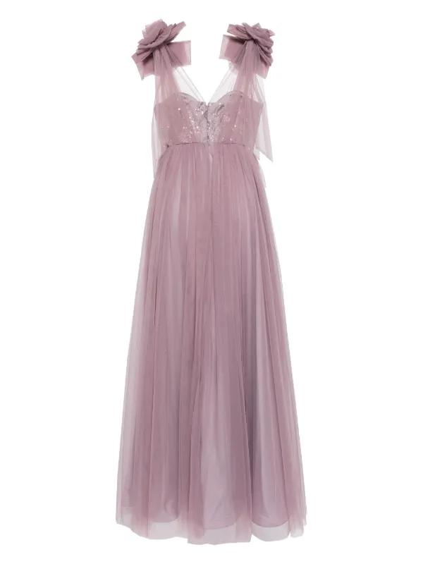 badgley mischka purple floral dress Badgley Mischka One-Shoulder Floral-Print Crepon Maxi Dress - Lilac - 75% Off
