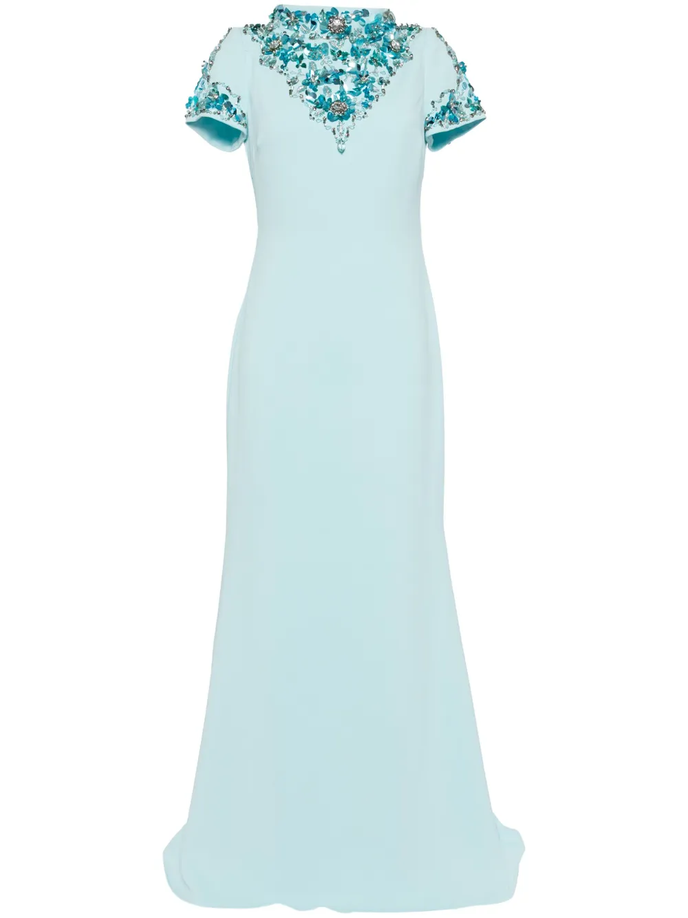 Badgley Mischka bead-embellished boat-neck gown | Blue | Image 1