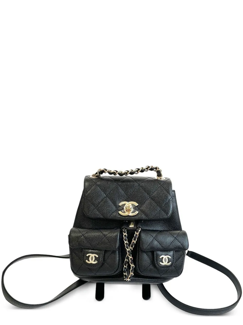 Pre-owned Chanel Mini Duma 双肩包（2023年典藏款） In Black