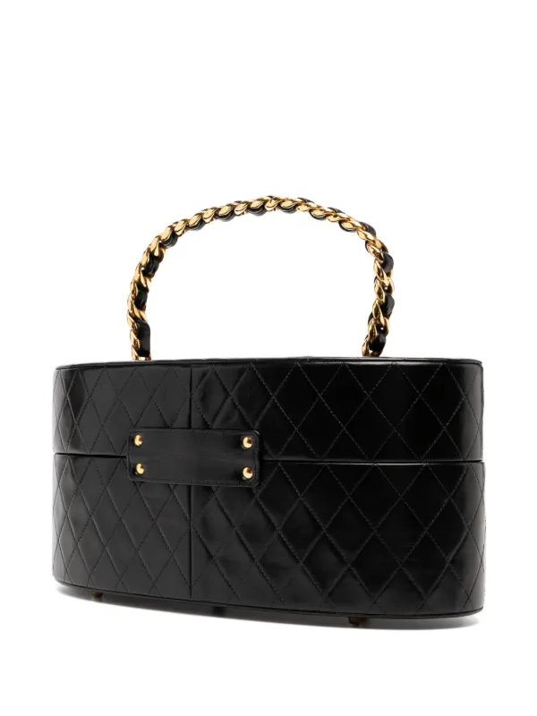 CHANEL ビンテージ　サイコロヴァニティ　黒 CHANEL Pre-Owned 1988 Train Case Vanity Bag | Black | FARFETCH
