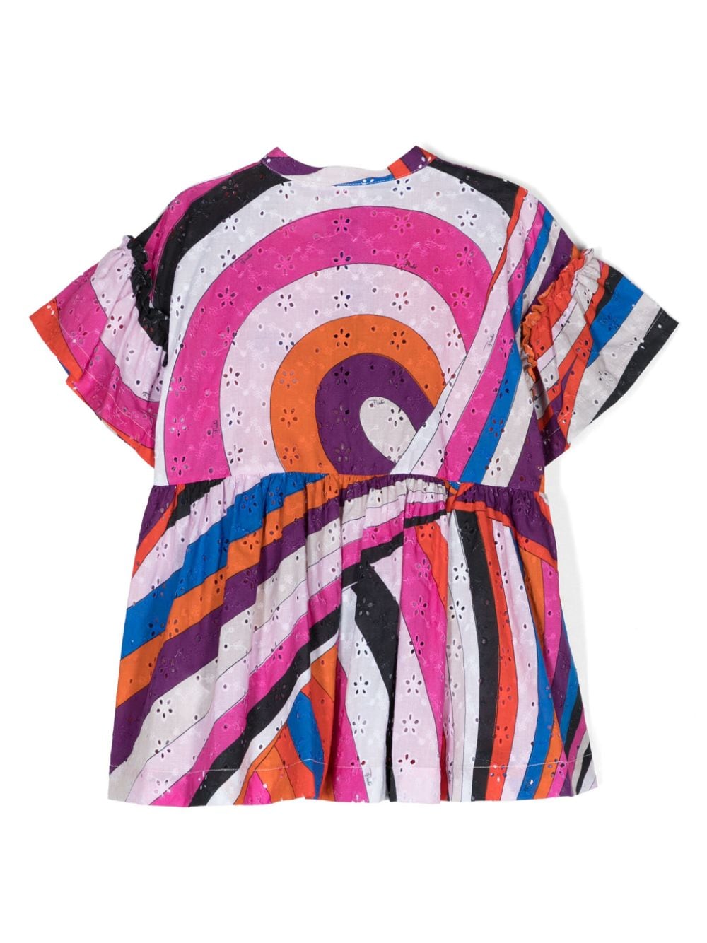 Shop Pucci Junior Iride-print Cotton Flared Dress In Pink
