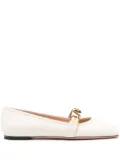 Bally logo-lettering leather ballerina shoes - Neutrals