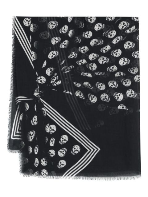 Alexander McQueen skull-print frayed scarf Men