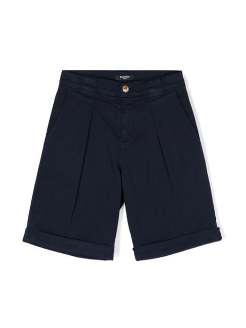 inverted-pleat twill shorts