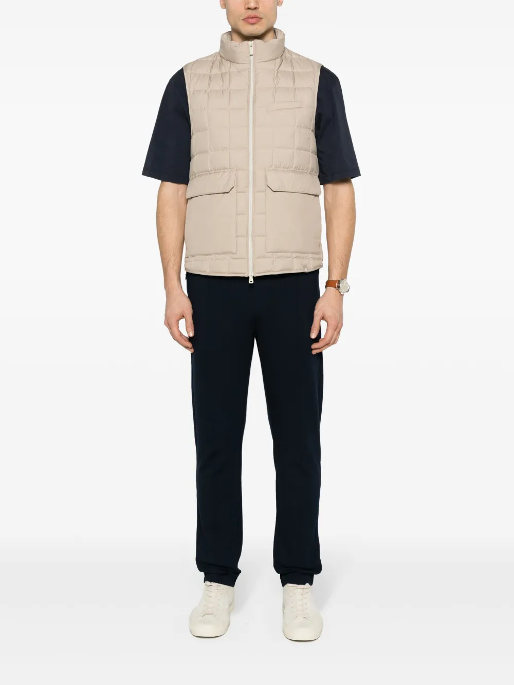 Boggi Milano ripstop quilted gilet - Beige