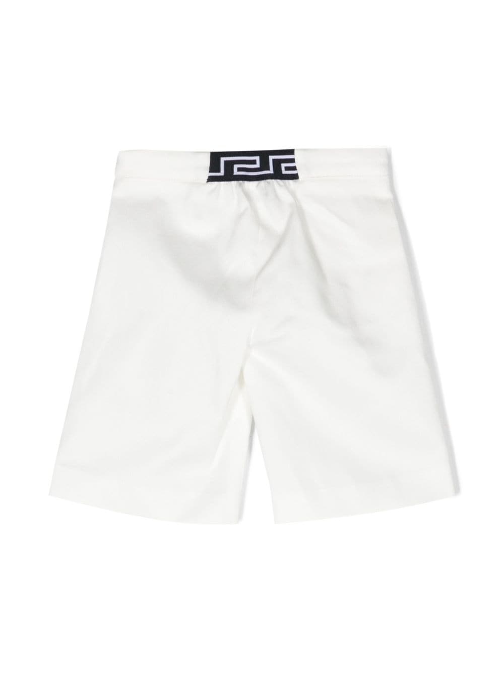 Shop Versace Greca-detailing Cotton Shorts In White