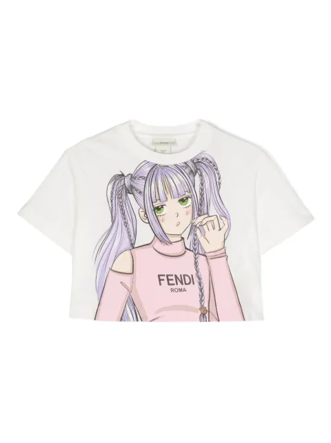 Fendi Kids playera con logo estampado