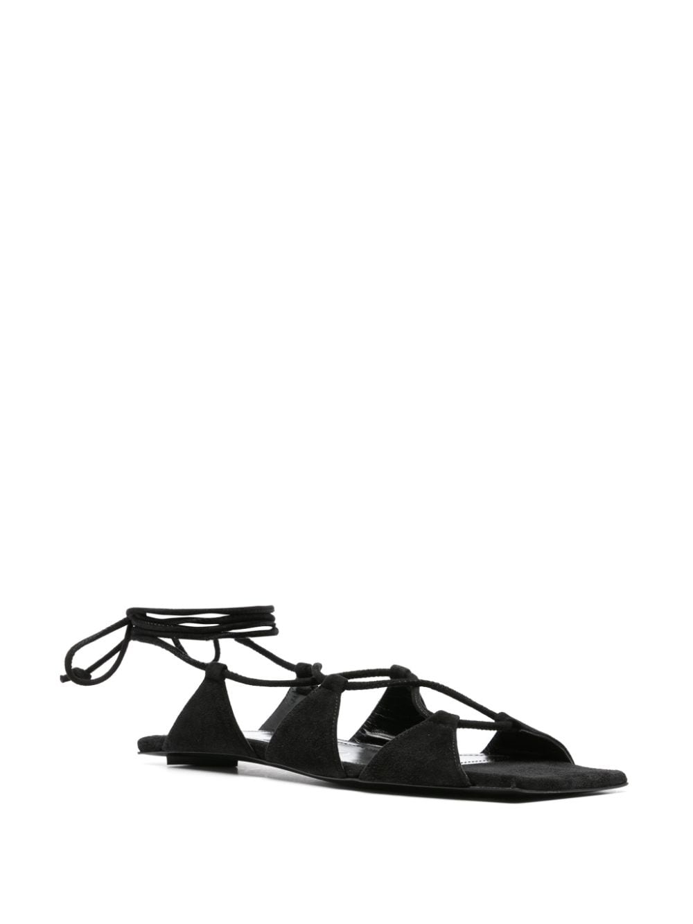 Shop Attico Renee Suede Sandals In Black