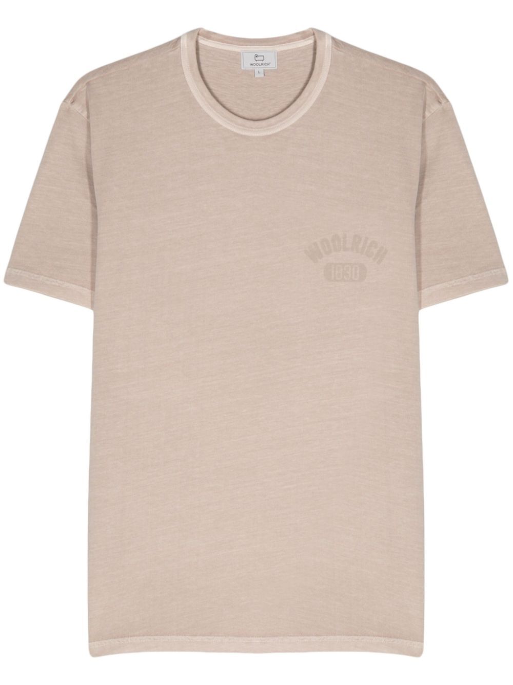 Shop Woolrich Logo-print Cotton T-shirt In Neutrals