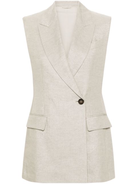 Brunello Cucinelli metallic-threading sleeveless blazer Women