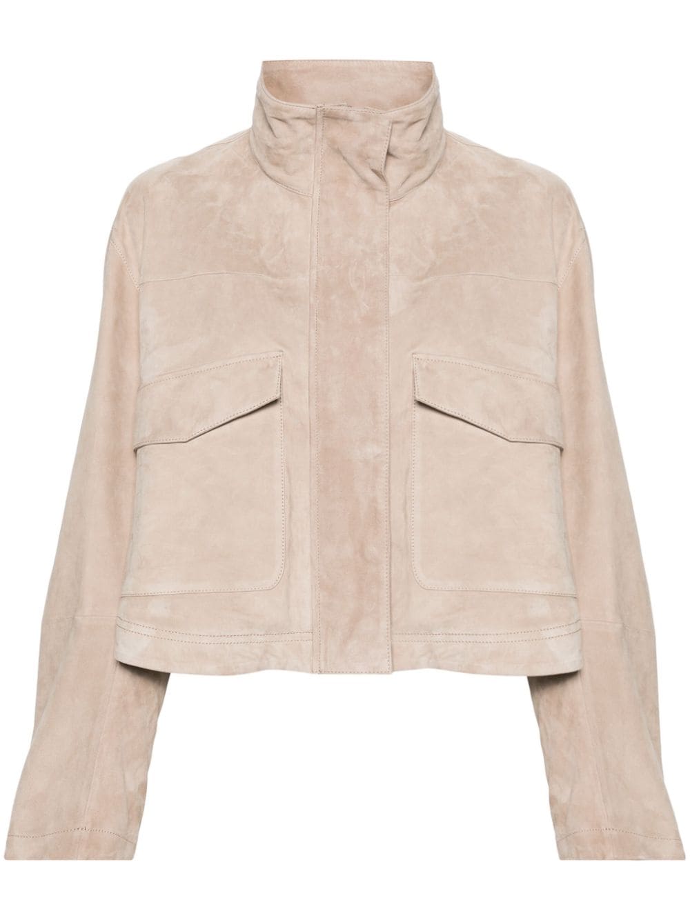 Arma Hannover Suede Cropped Jacket In Nude