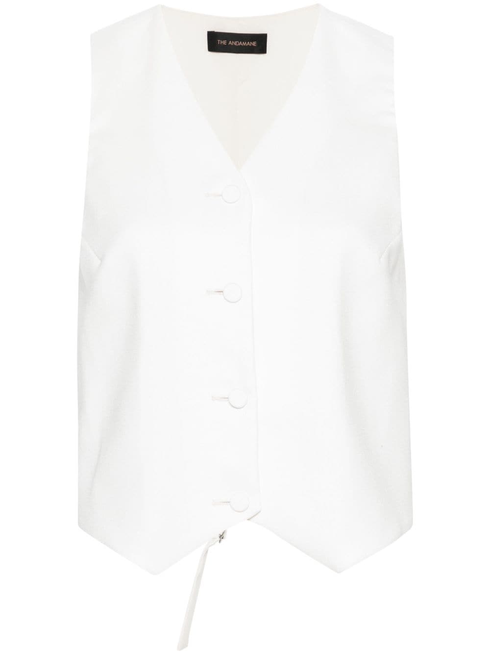 THE ANDAMANE Crêpe button-up gilet Beige