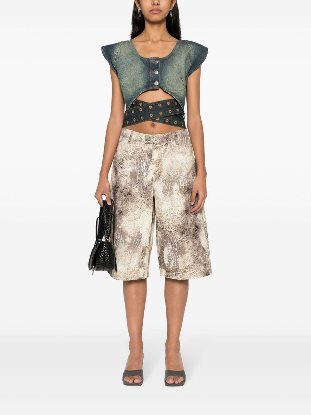 Shop Cannari Concept Abstract-print Shorts In Neutrals