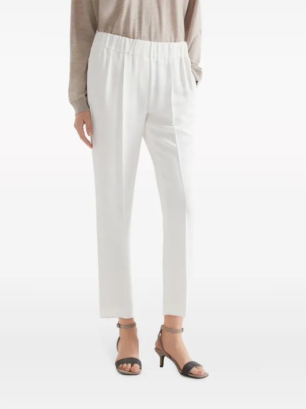 Brunello Cucinelli silk-blend Cropped Trousers | White