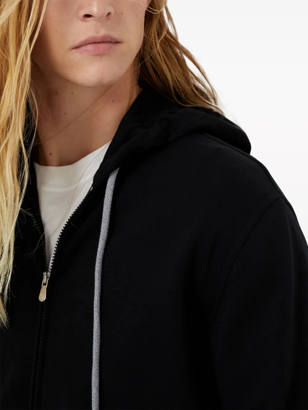 Shop Brunello Cucinelli Zip-front Drawstring Hoodie In Black