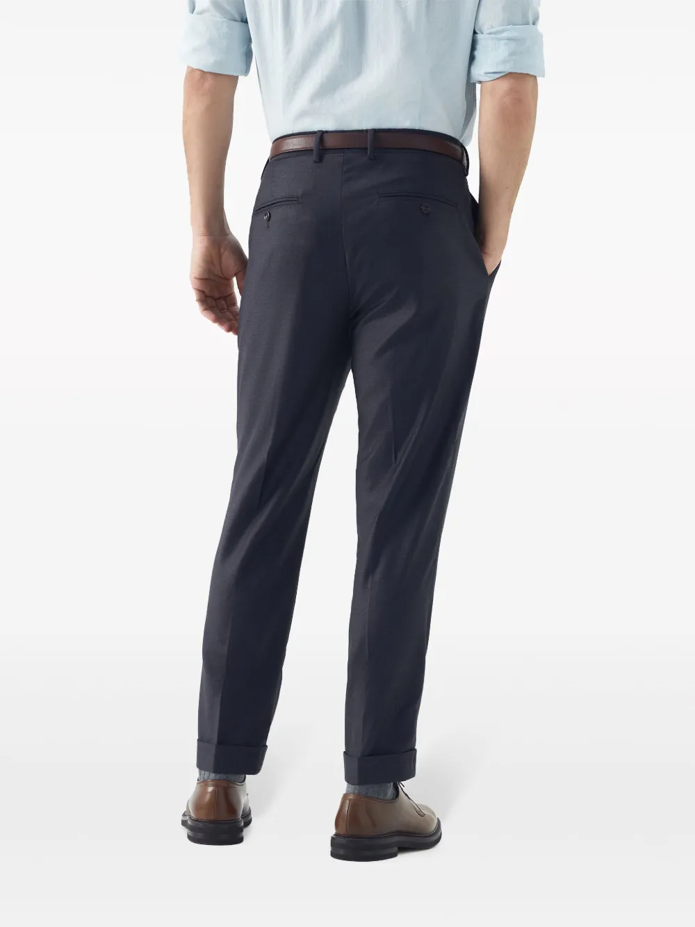 Shop Brunello Cucinelli Tapered-leg Wool Trousers In Grey