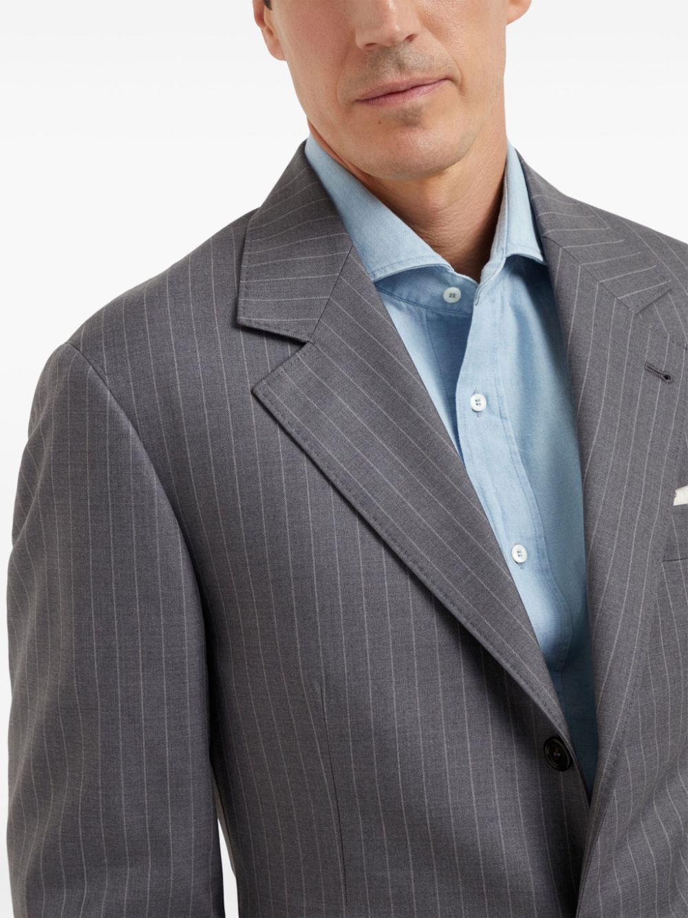 Brunello Cucinelli single-breasted chalk-stripe blazer Men