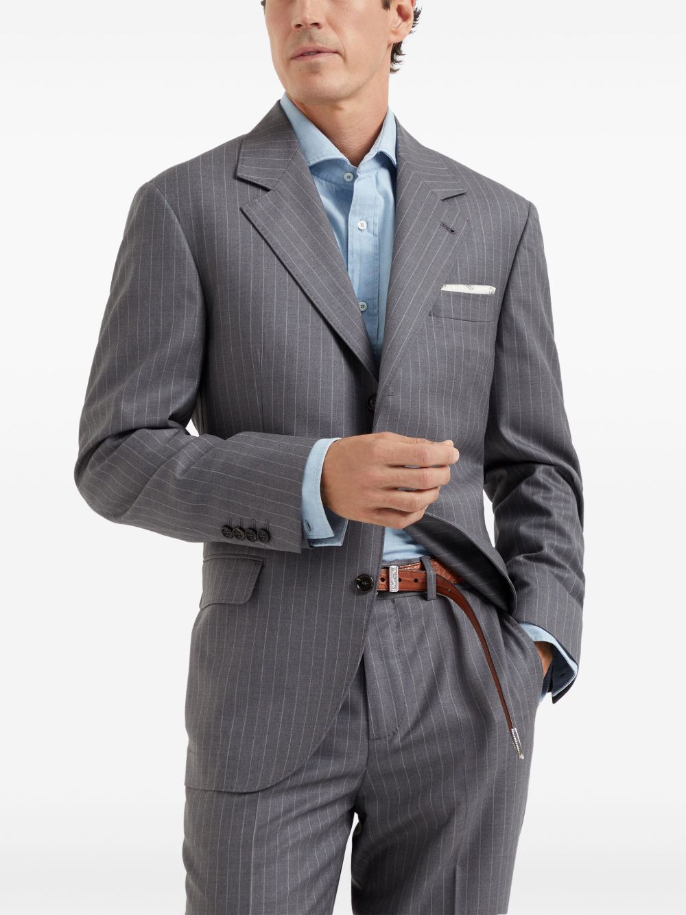 Brunello Cucinelli single-breasted chalk-stripe blazer Men