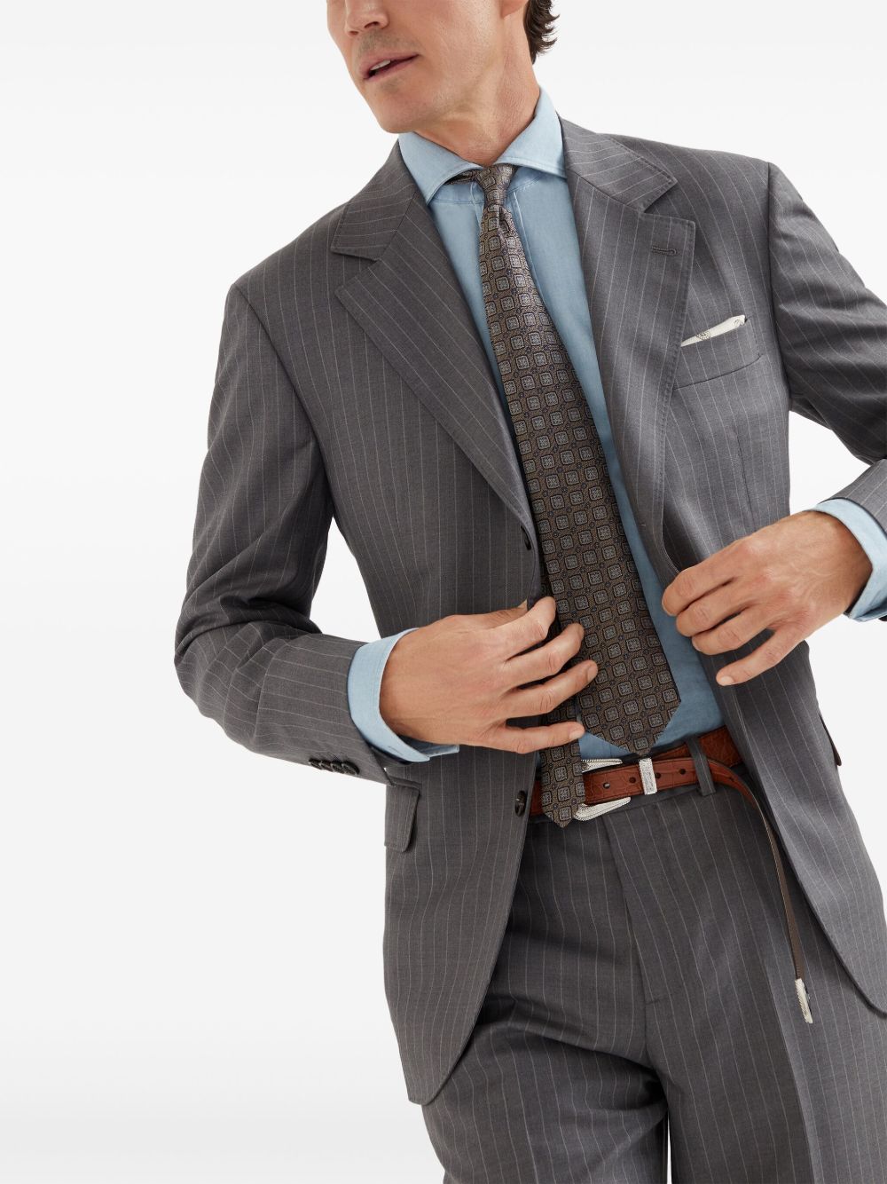 Brunello Cucinelli single-breasted chalk-stripe blazer Men