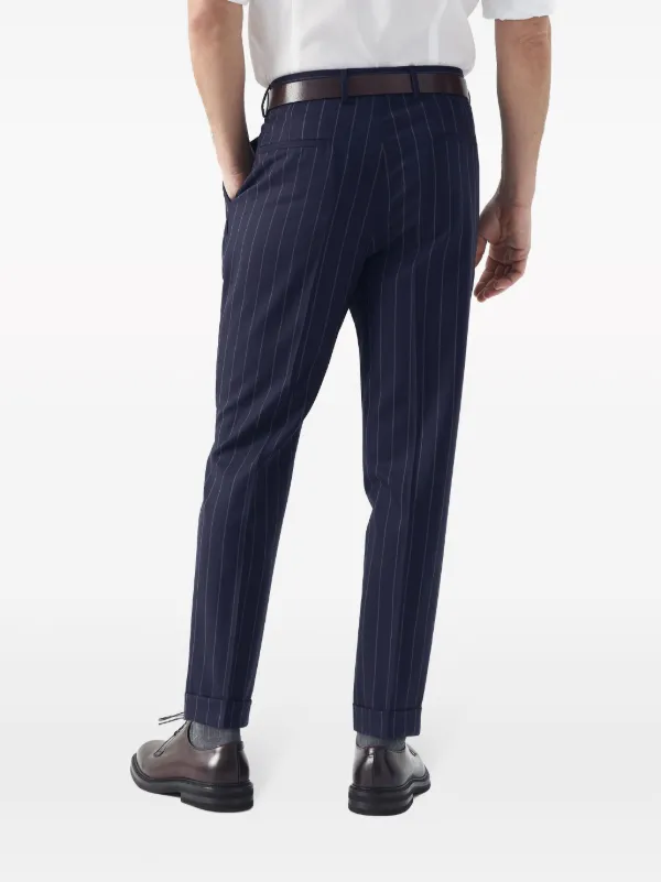 Brunello Cucinelli ストライプ ウールパンツ | ブルー