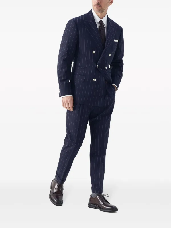 Brunello Cucinelli ストライプ ウールパンツ | ブルー | FARFETCH JP