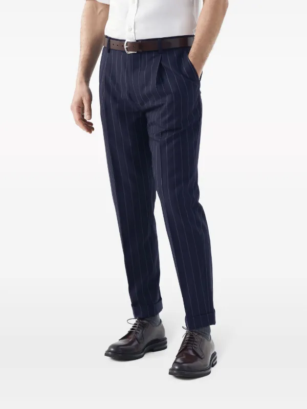 Brunello Cucinelli ストライプ ウールパンツ | ブルー | FARFETCH JP