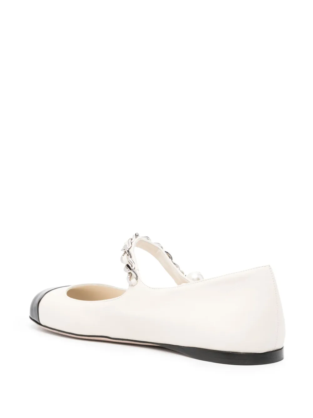 Miu chain-link embellished leather ballerinas Neutrals
