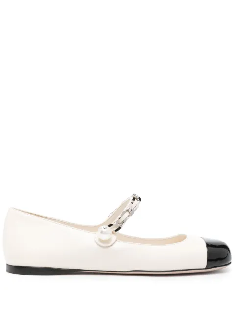 Miu Miu chain-link embellished leather ballerinas 