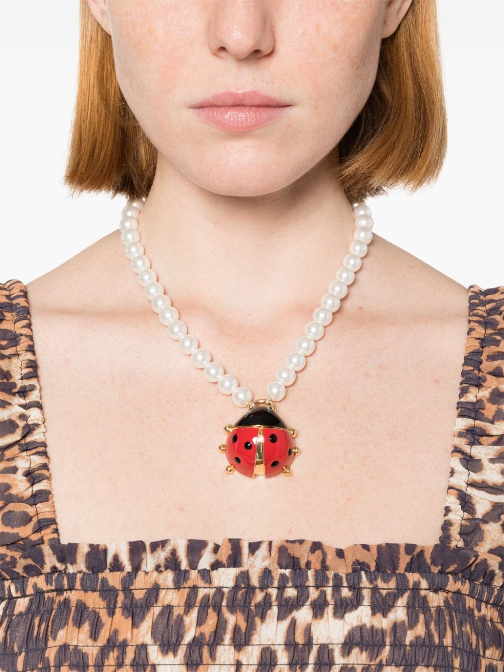 Image 2 of Bimba y Lola ladybug-pendant pearl necklace
