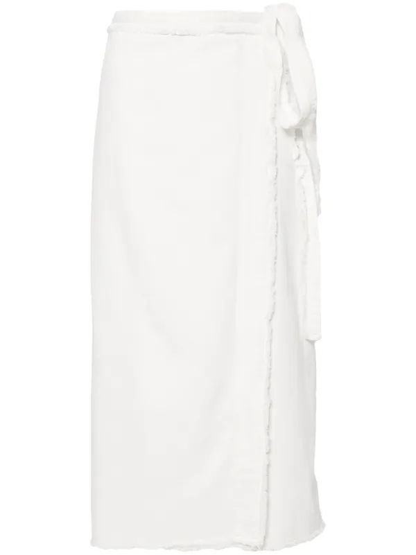 Bimba y Lola frayed brim Wrap Midi Skirt White FARFETCH EG