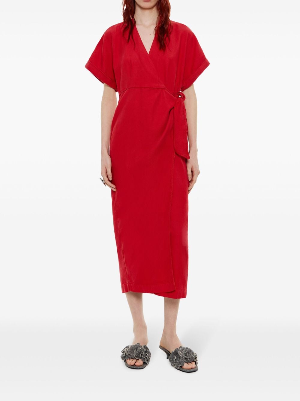 Bimba y Lola Midi-jurk met geborduurd logo - Rood