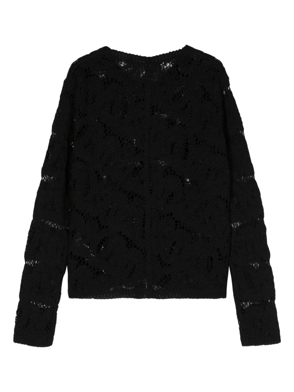 Shop Bimba Y Lola V-neck Crochet-knit Cardigan In Black