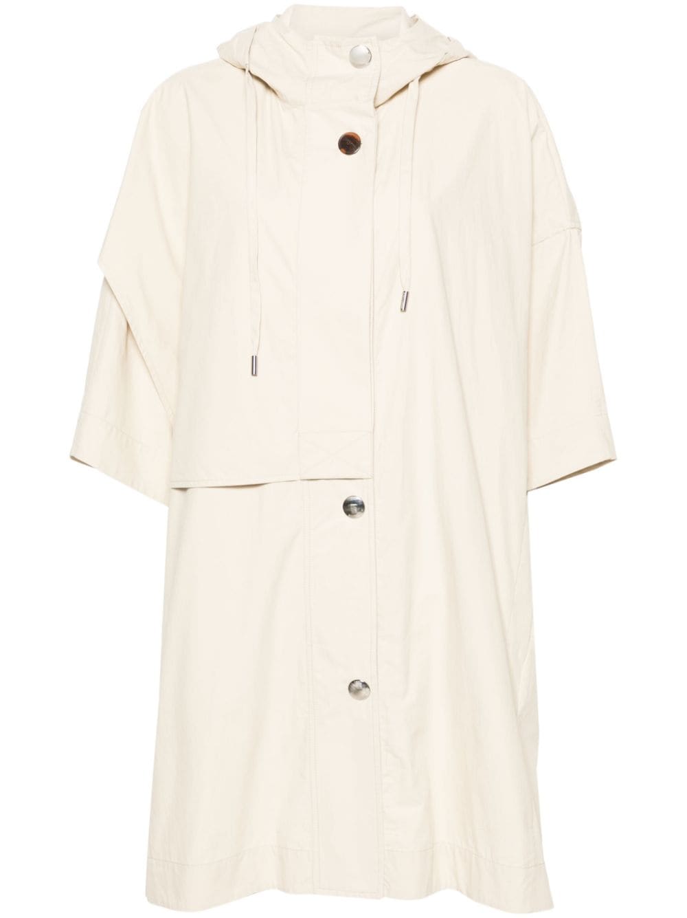 Bimba Y Lola Hooded Cotton Trench Coat In Neutral