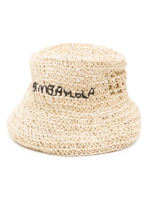 Bimba y Lola logo-embroidered raffia bucket hat