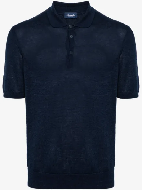 Drumohr cotton-linen knit polo shirt