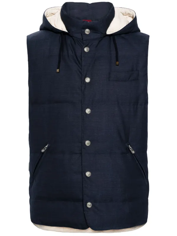 Brunello Cucinelli フーデッド パデッドベスト | ブルー | FARFETCH JP