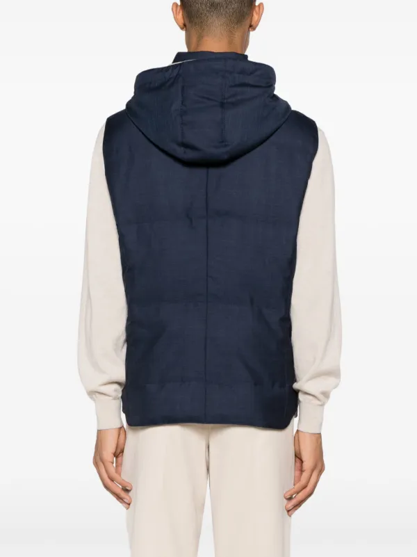 Brunello Cucinelli Padded Hooded Gilet | Blue | FARFETCH