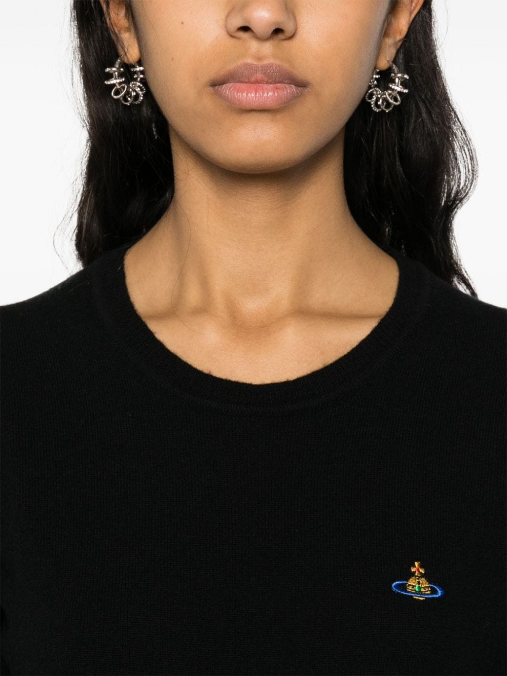 Shop Vivienne Westwood Orb-embroidered Jumper In Black