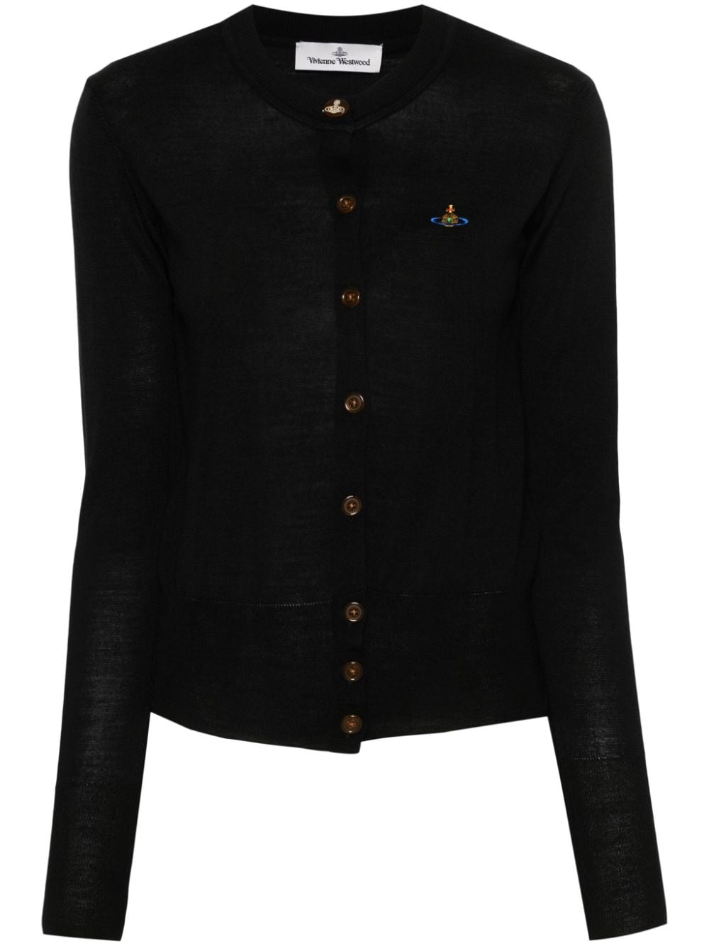 Shop Vivienne Westwood Orb-embroidered Cardigan In Black