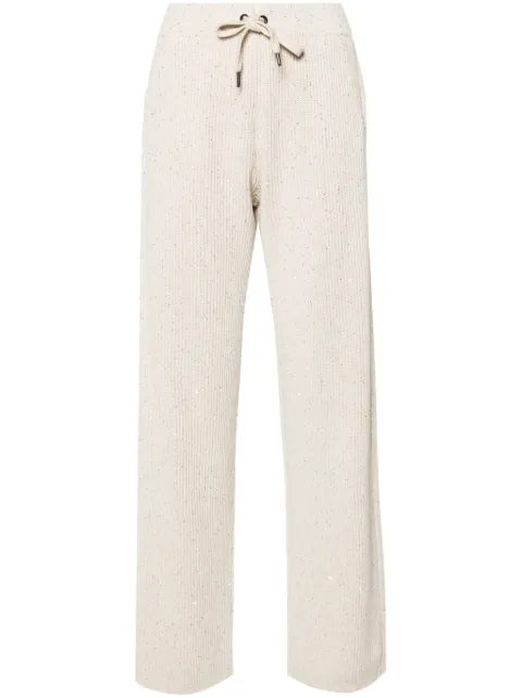 Brunello Cucinelli sequin-embellished ribbed-knit trousers