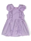 Miss Blumarine floral-appliqué puffball dress - Purple