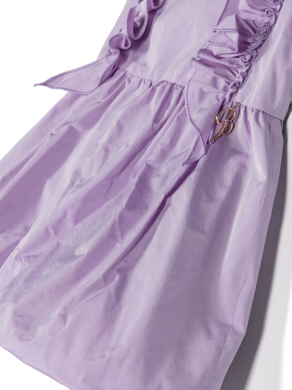 Shop Miss Blumarine Floral-appliqué Puffball Dress In Purple