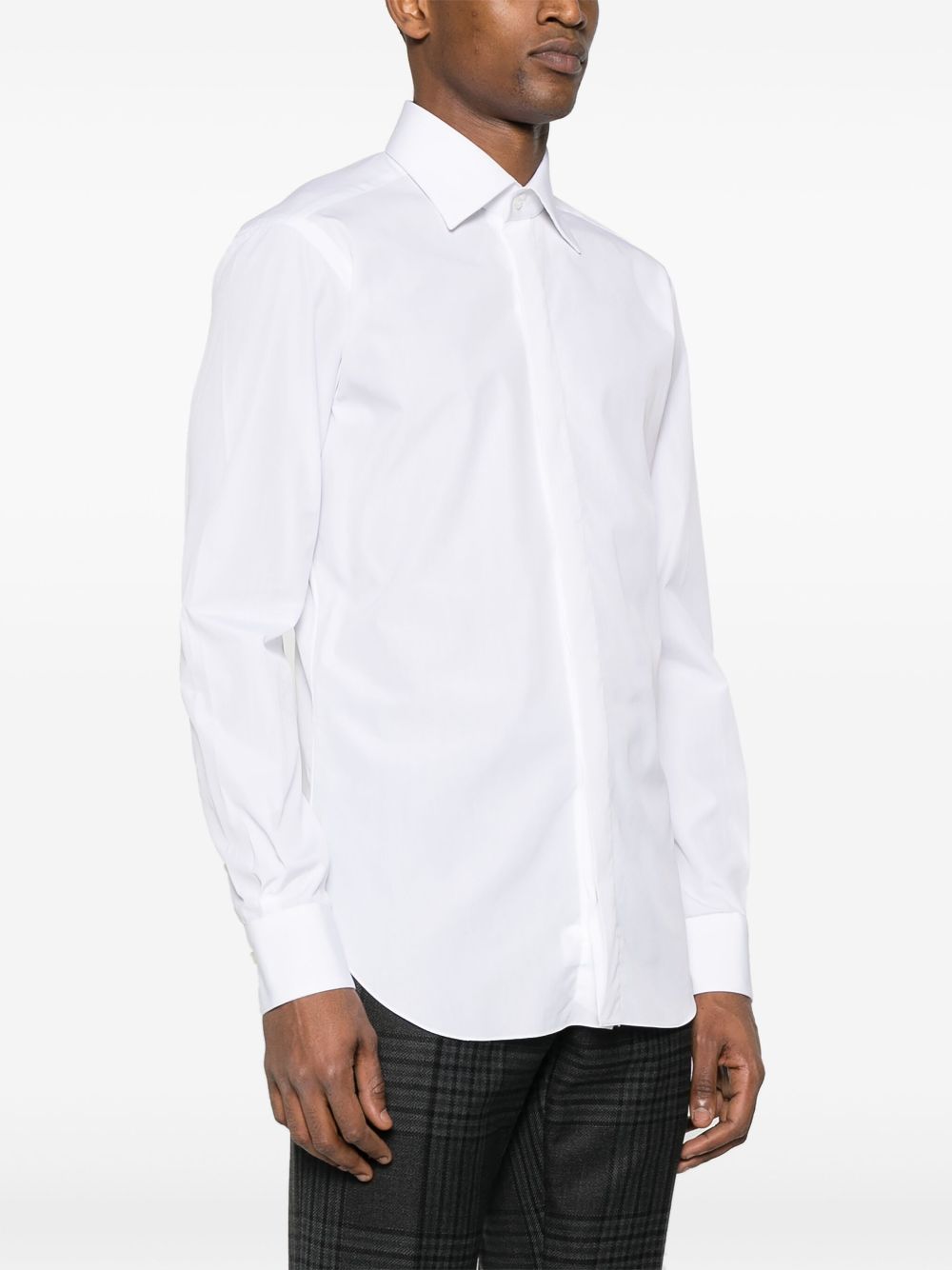 Shop Barba Poplin Cotton Shirt In Weiss