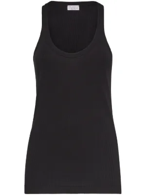 SALE   ブルネロクチネリ　タンクトップ　シルク Silk-blend tank top in blue - Brunello Cucinelli | Mytheresa
