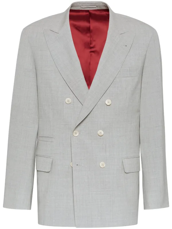 BRUNELLO CUCINELLI✨テーラードジャケット グレー リネン Brunello Cucinelli ダブルジャケット | グレー | FARFETCH JP