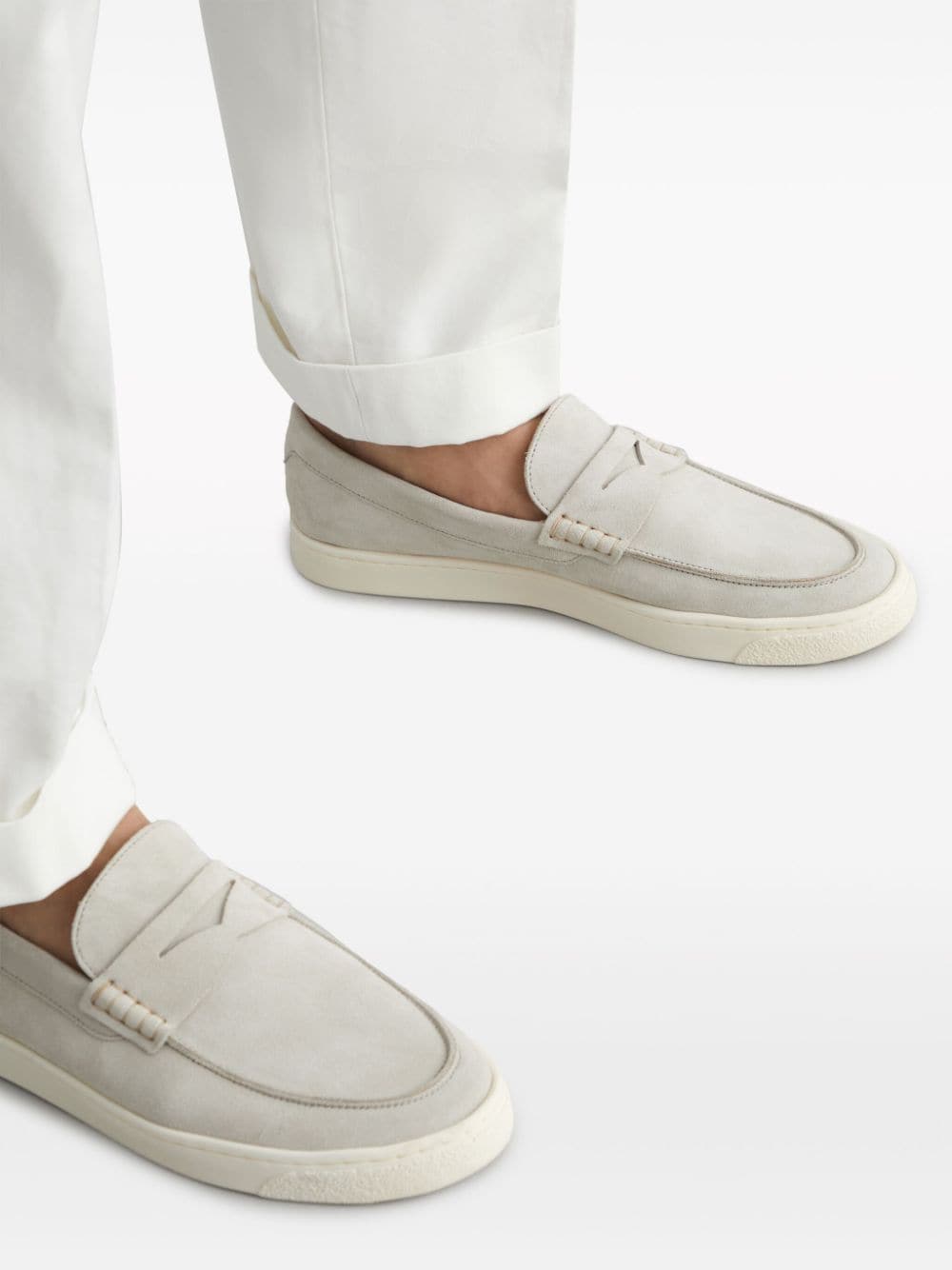 Shop Brunello Cucinelli Suede Penny Loafers In Grey